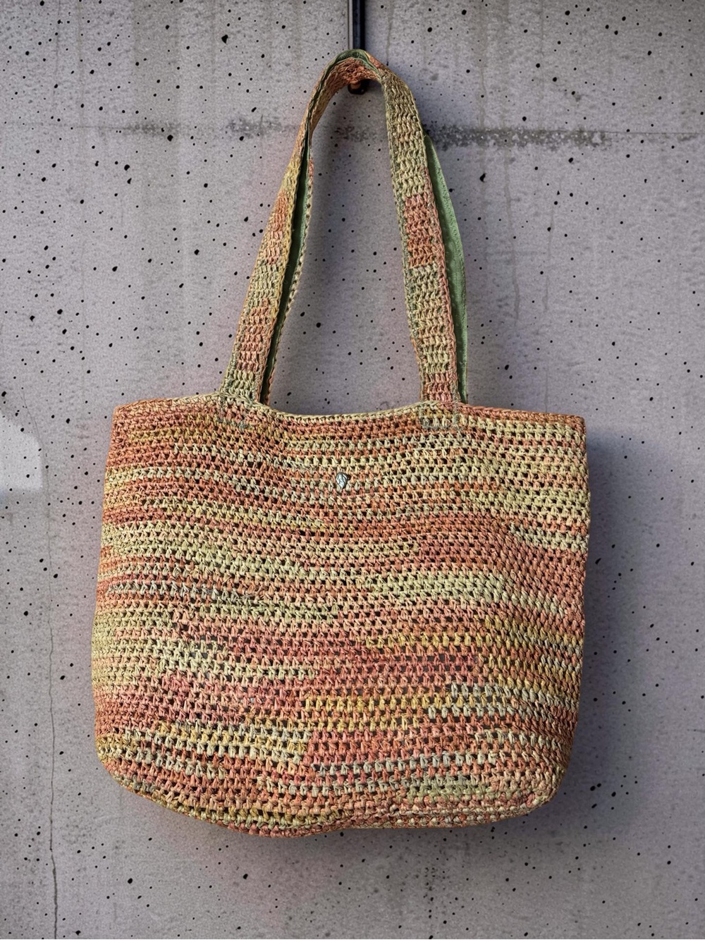 Helen Kaminski Multicolor Straw Tote in Peach, Sage & Natural